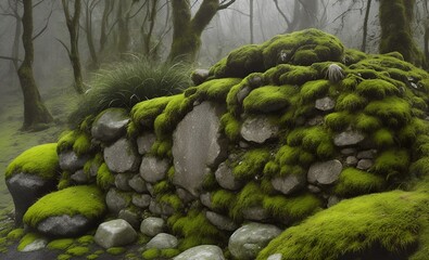 moss on the rocks