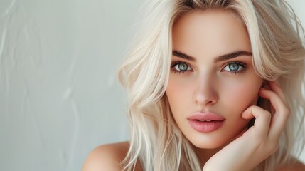 Fototapeta premium Beautiful Blond Woman. Hairstyle and Make-up.