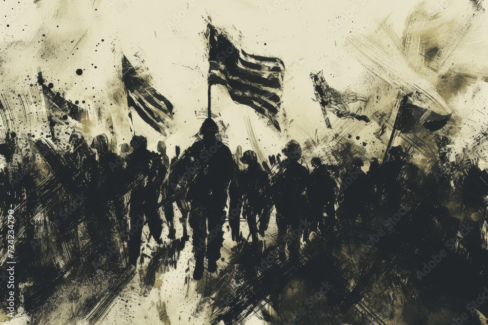 Canvas Prints Soldier, Memorial Day or Veterans Day, rough charcoal sketch.