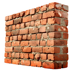 Brick wall isolated on white background, isometry, png
