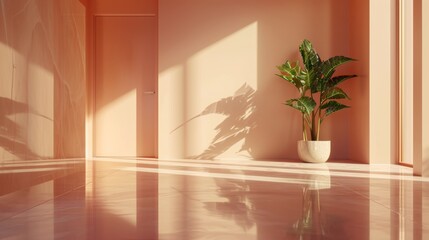 modern minimalist interior or decoration in pale pink