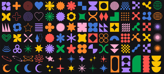 Big vector set of Y2K design elements. Trendy abstract figures. Vector illustration © DisignUA