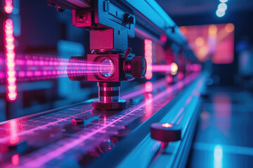 Precision Laser Cutting Equipment Operating in a Modern Manufacturing Facility. Generative AI.