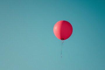 Fototapeta premium Single balloon floating against a clear blue sky.
