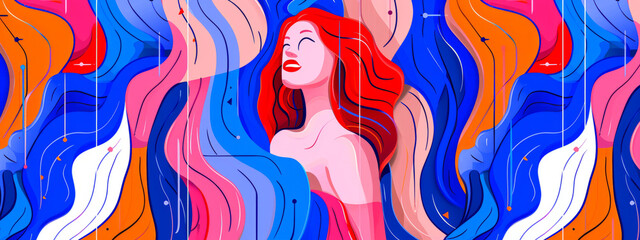 The Fiery Muse: A Captivating Portrait of a Woman With Vivid Crimson Locks