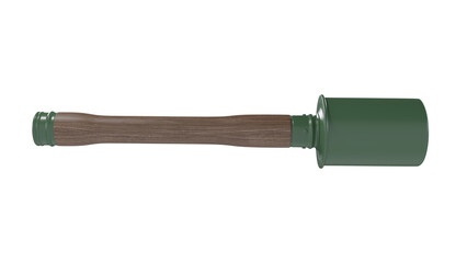 German stick grenade isolated on transparent and white background. Grenade concept. 3D render