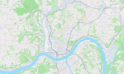 Fotobehang Cincinnati Ohio Map, Detailed Map of Cincinnati Ohio © Ben
