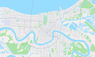 Fototapeta na wymiar New Orleans Louisiana Map, Detailed Map of New Orleans Louisiana