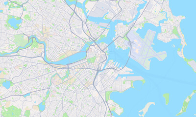 Fototapeta na wymiar Boston Massachusetts Map, Detailed Map of Boston Massachusetts