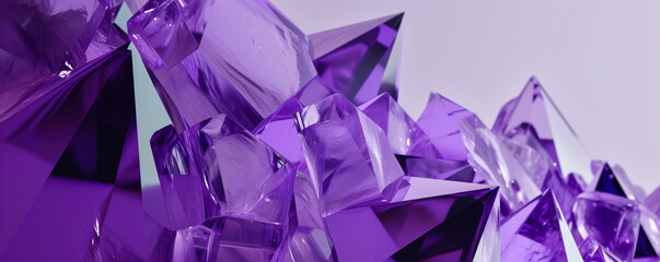 Purple violet crystals, closeup macro detail - abstract crystalline background. Generative AI