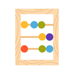 Wooden colorful math toy. Montessori development game cartoon vector illustration