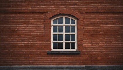 old window with red brick wall