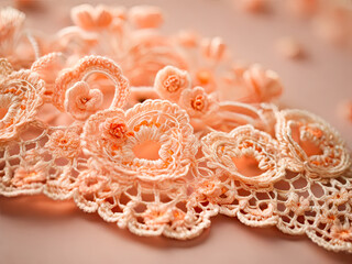 Handmade decor. Crocheted lace heart. Gentle pastel colors.