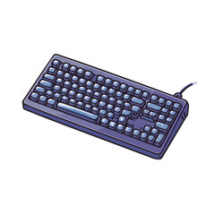 Computer keyboard isolated on white background, doodle style, png
