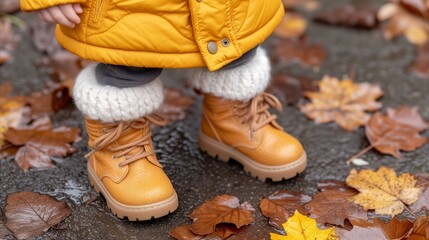 Little Girl in Yellow Jacket and Boots