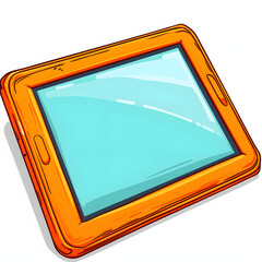 Tablet isolated on white background, cartoon style, png
