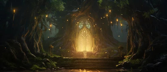 Foto auf Acrylglas Grau 2 gate to a fantasy realm, giant living trees