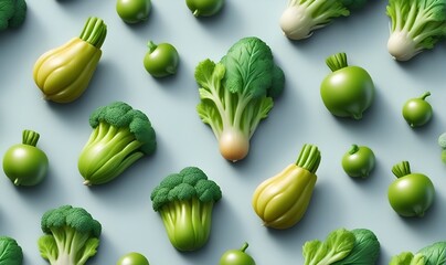 various vegetables, soup set, arranged on a light-colored background
