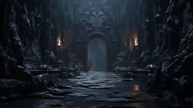 black marble landscape, the gate of hell