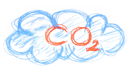 Carbon dioxide cloud, Co2 hand draw, chalk sketching isolated on white