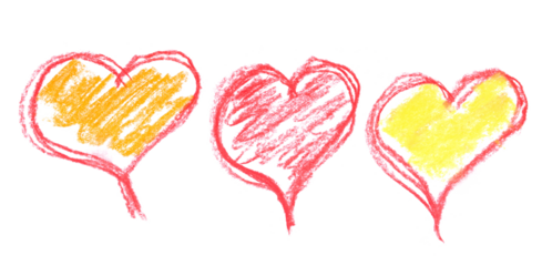 Colorful heart, hand draw, chalk sketching isolated on white