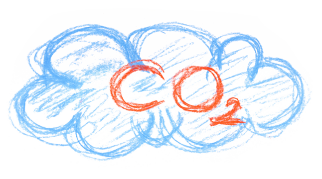 Carbon dioxide cloud, Co2 hand draw, chalk sketching isolated on white