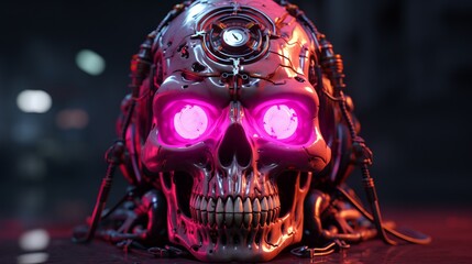 neon cyperpunk skull