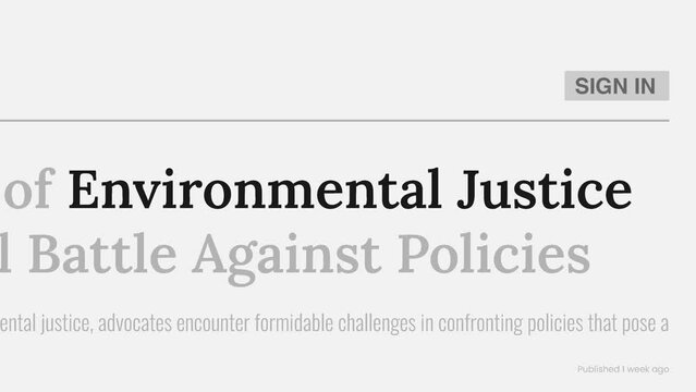 Term 'Environmental justice' highlighted on FAKE headlines news publications. Titles on white background. Can be used for editorial AND non editorial content as everything is 100% fake