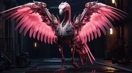 Gardinen robot flamingo with wings © medienvirus