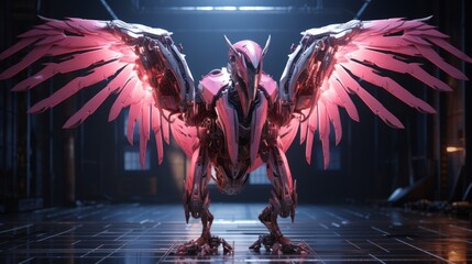 robot flamingo with wings