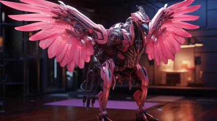 Gardinen robot flamingo with wings © medienvirus