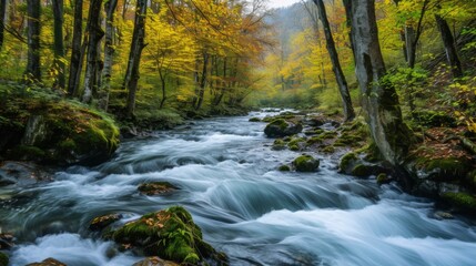 Obraz premium Mountain river in the forest