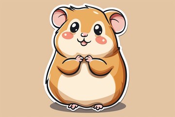 Obraz na płótnie Canvas Whimsical cartoon clipart featuring a lovable hamster and a bear in a playful animal figure illustration, capturing the essence of adorable art