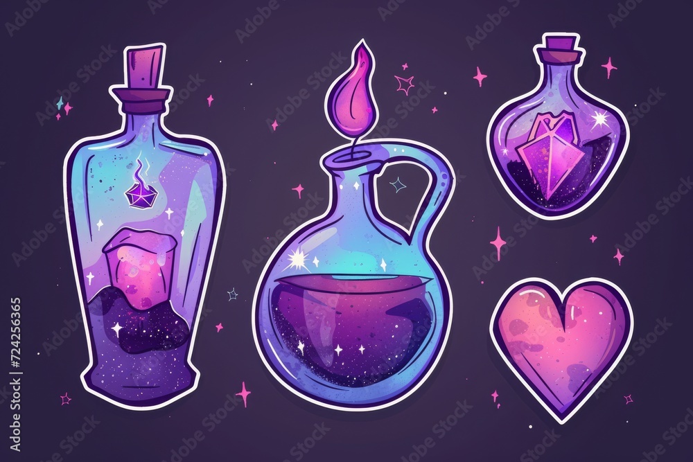 Poster an eclectic display of colorful bottles creates a mesmerizing still life, showcasing the beauty of a