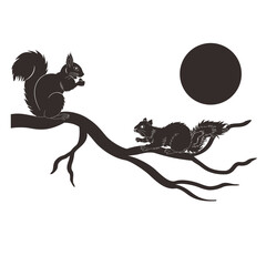 squirrels on tree, vector