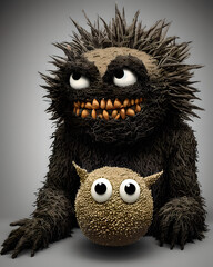Scary Monster with Cute Sesame Monster 
