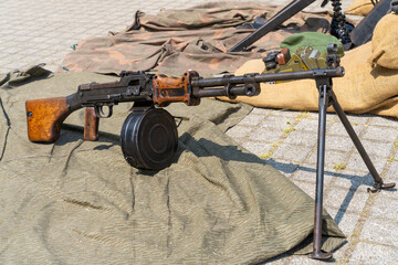 Old Soviet RPK machine gun with stand