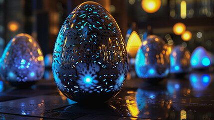 Futuristic Illumination: Easter Egg Aglow with Bright Lights