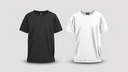 Black t-shirt mock up on white background and white t-shirt mock up on black background. 3D illustration 3,generative ai