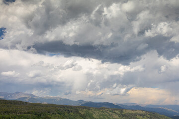 Naklejka na ściany i meble Storm clouds over mountains in Rocky Mountain National Park, Colorado, USA