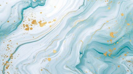An elegant swirl of light blue and gold marble textures creating a luxurious abstract pattern.