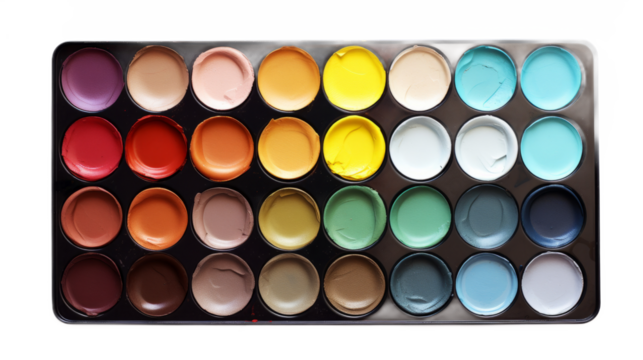 Palette and Brush. Isolated on a white background png like