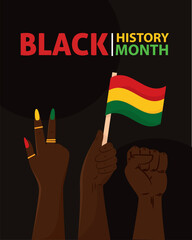 Black history month poster Protest hand gesture Vector