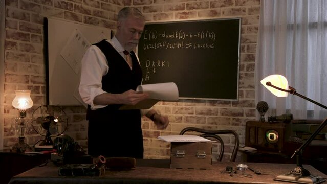 WWII scientist working on the Enigma code machine