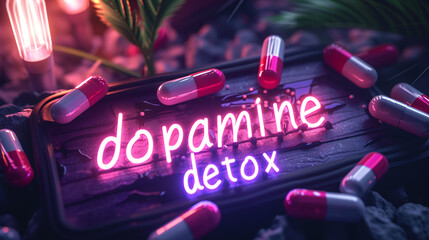 Dopamine detox neon sign - Generative Ai