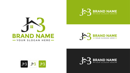 Letter j3 monogram real estate home initial logo design