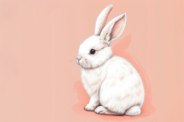 Fototapeta premium A soft, fluffy bunny gazes out from a vibrant pink backdrop, its peaceful presence evoking feelings of innocence and warmth