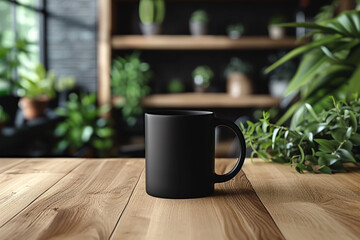 minimal white, gray, beige and black mugs. Mugs of coffee, tea and hot drinks on wooden floor...