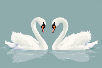 Graceful swans glide through the tranquil water, embodying the beauty and serenity of aquatic birds