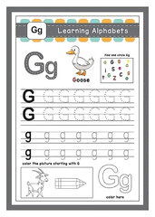 Alphabet handwriting worksheet for learning letters.Activity book for kids tracing practice preschool